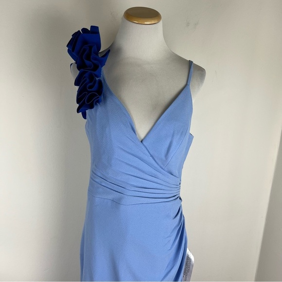 NWT Dress The Population Camelia Gown Light Blue Floral Maxi Dress Size L - Picture 6 of 10